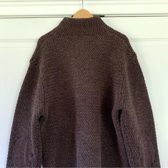 Schott Bros Sweater Heavy Woven Knit Pullover Henley Button Brown Wool Size XL - Picture 4 of 7